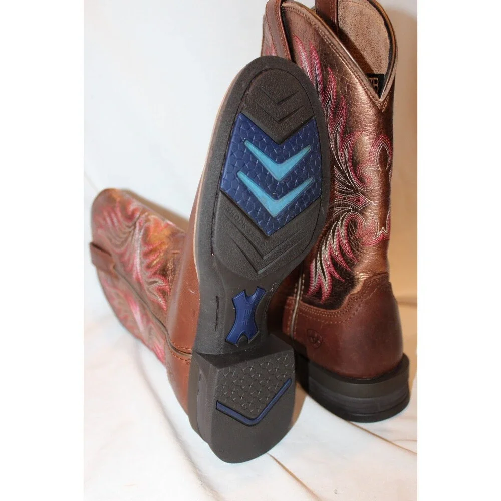 ARIAT WOMEN'S SENA LEATHER TALL COWBOY BOOTS SIENNA SADDLE RUSTY RED SZ 7B